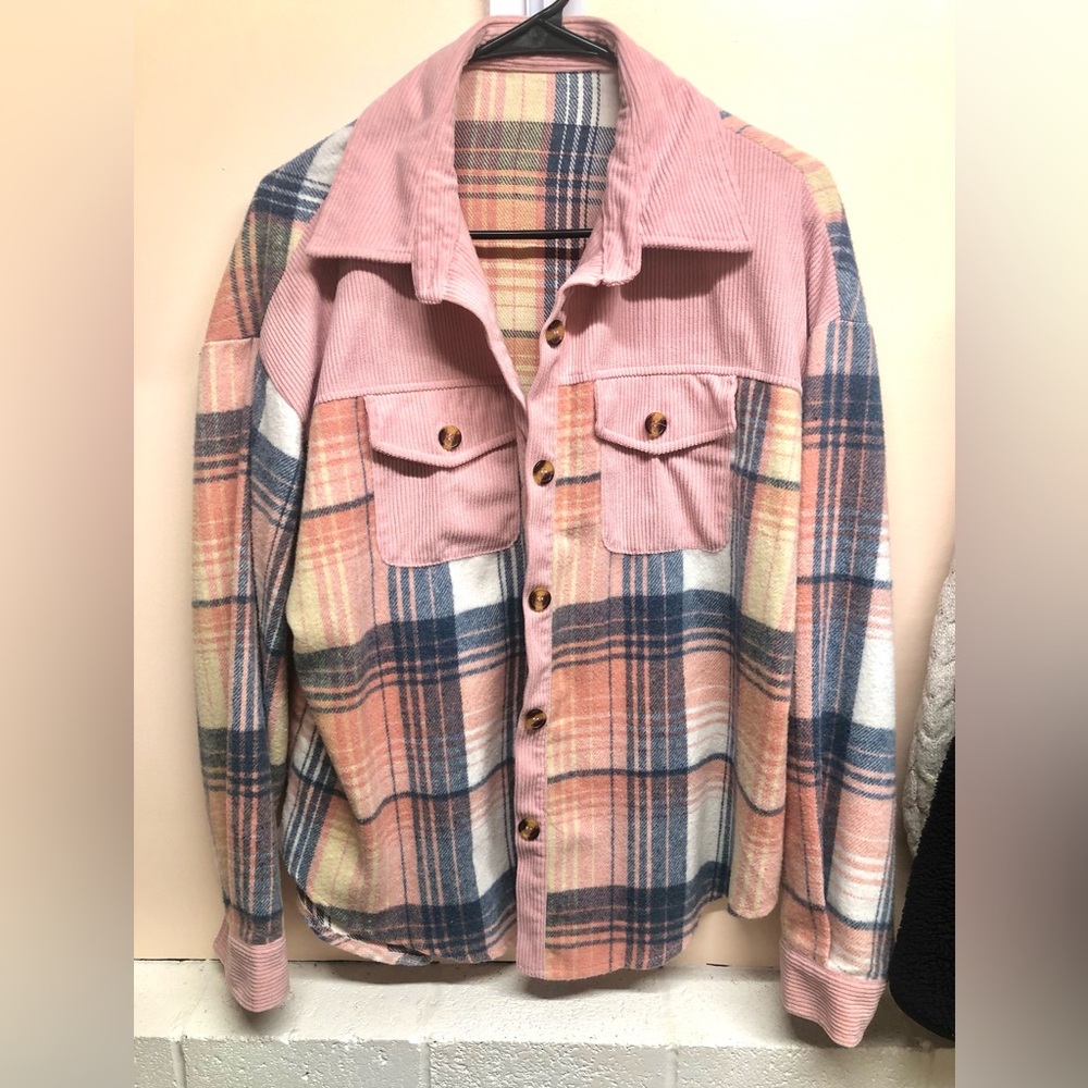 Womens Plaid Jacket in Pink